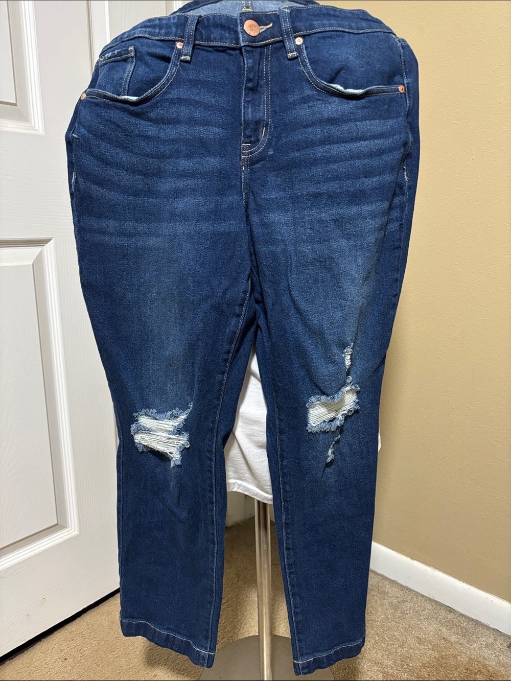 Lane Bryant Dark Blue Distressed Boyfriend Jeans